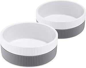 Navaris Cat Bowls - Set of 2X Cat, Hamster, Rabbit, Guinea Pig Bowls for Water, Wet, Dry Food, Treats - Small Anti-Slip Bowls for Feeding Small Pets