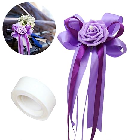 Buy Outgeek 6pcs Wedding Car Flower Artificial Ribbon Flower With
