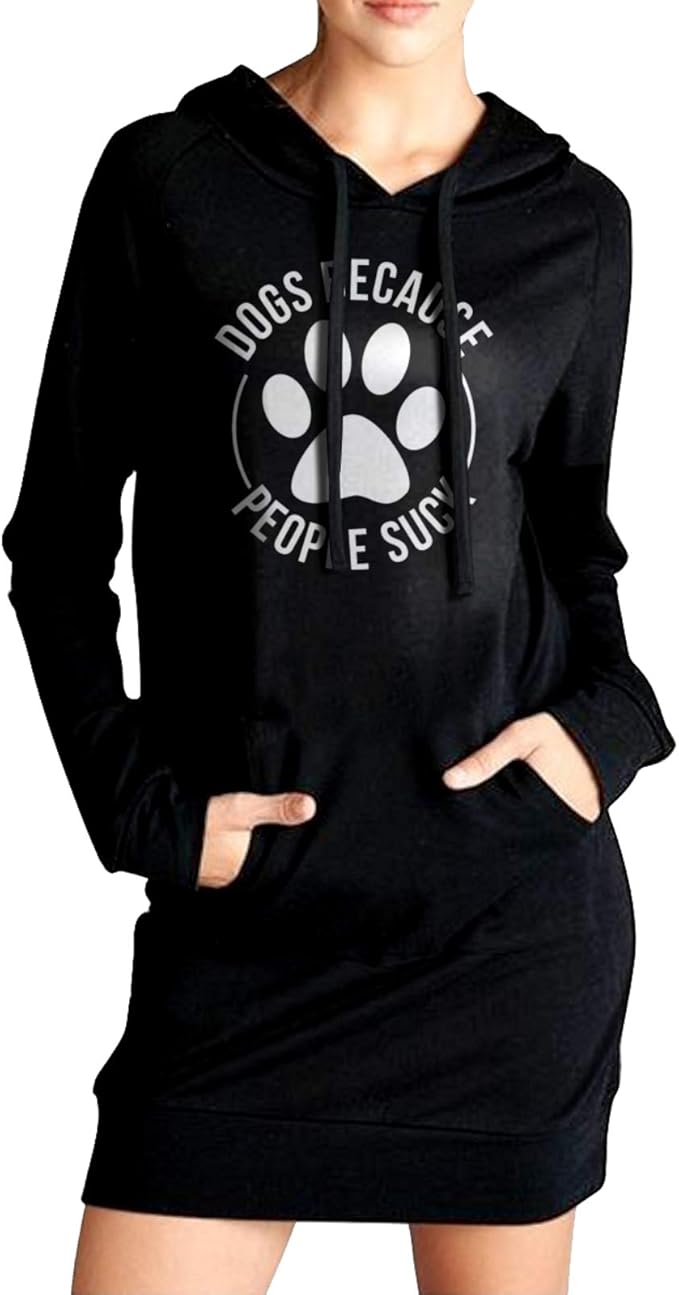 Dog Lover Women'S Long Sweater Pullover Hoodie Black Clothing