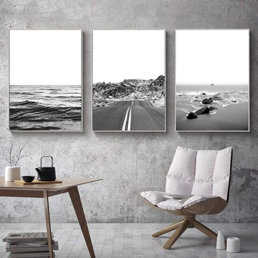 Download Schwarz weiss strand wandkunst Desktop Wallpaper Free