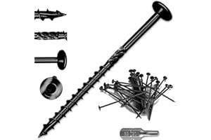 PuCiss #14×4 Inch Lag Screws,50pcs Structural Wood Screws,Heavy-Duty Outdoor Deck,Construction,Timber,Framing Screws,Rust Resistant Black Ceramic Coating,Torx Bit Included