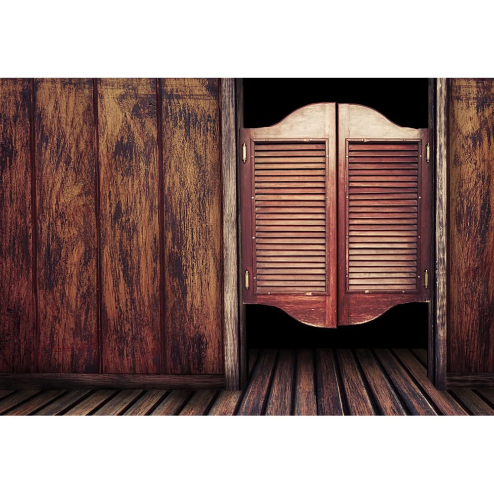 Aoihrraan 2,2x1,5m Western Saloon Wood Door Backdrop Rustic Shabby Wild West Bar Rural Style Photography Background Cowboy Party Decor Banner Girls Boys Adults Artistic Portrait Photo Studio Props