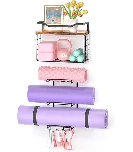Chariot De Rangement à Roulettes Pour Équipement De Sport - Organiseur Tapis De Yoga, Rouleaux, Matériel Fitness - 25 Cm Large, Roues 360° Verrouillables, Beige