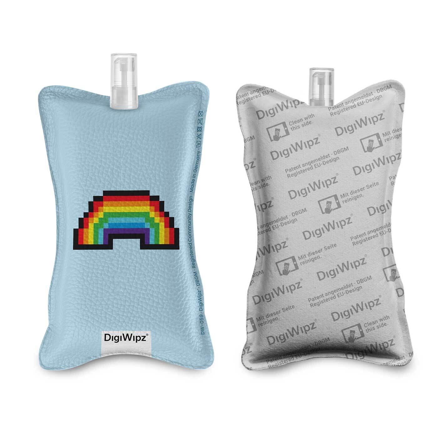 DigiWipz® The ingenious 2-in-1 display cleaner (pixel rainbow), screen cleaner for displays and touchscreens, screen cleaner microfibre sponge with integrated sprayer