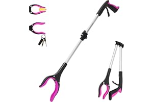 32 inch GrabRunner Heavy Duty(up to 10 lbs) Reacher Grabber Tool with Strong Magnetic (New Pink) 1 Pack