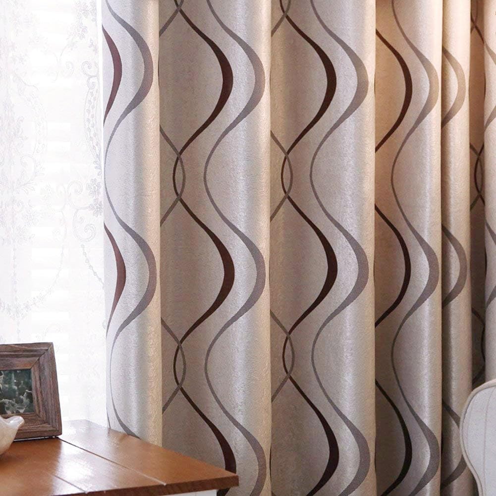 MYRU 2 Panels Set Modern Striped Curtains for Living Room (Coffee, 2 x 66x84 Inch)