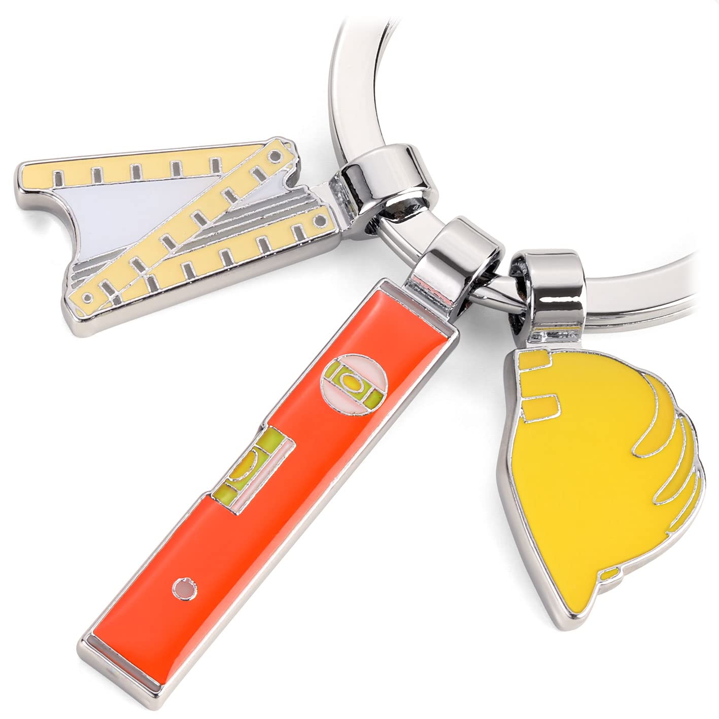 TROIKA Craftsman Keyring Bob with 3 Pendants Made of Metal in the Colour Colourful, KR22-20/CH, multicoloured, 7,7cm, Modern