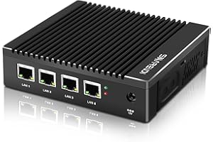 Sharevdi Fanless Micro Firewall Appliance Intel N3710 Quad Core, 4xIntel 2.5GbE i226 LAN Ports, DDR3 mSATA SSD AES NI Network