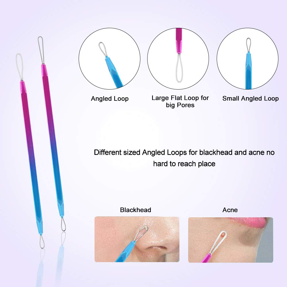 Blackhead Remover Tool Kit, Aooeou 10 Pcs Professional Pimple Popper Tool -Treatment for Pimples, Blackheads, Blemish, Zit Removing, Forehead and Nose(Colorful): Beauty