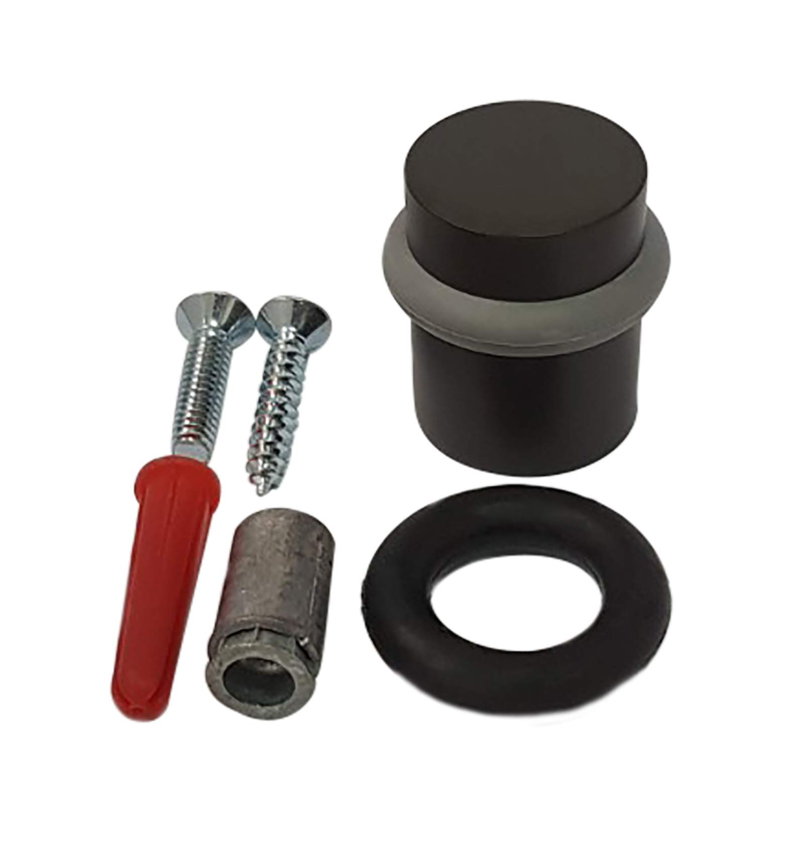 QCAA Cylindrical Floor Mount Door Stop, Height 1-1/2", Solid Brass, US10B ORB Oil Rubbed Bronze, Made in Taiwan, 1 Pack — image 1