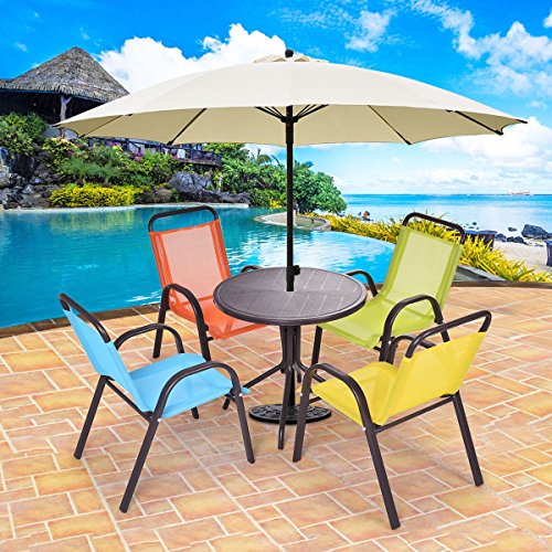 MD Group Kids Table and Chairs Play Set Patio Dining Indoor Colorful Fiber & Steel 5-Pcs