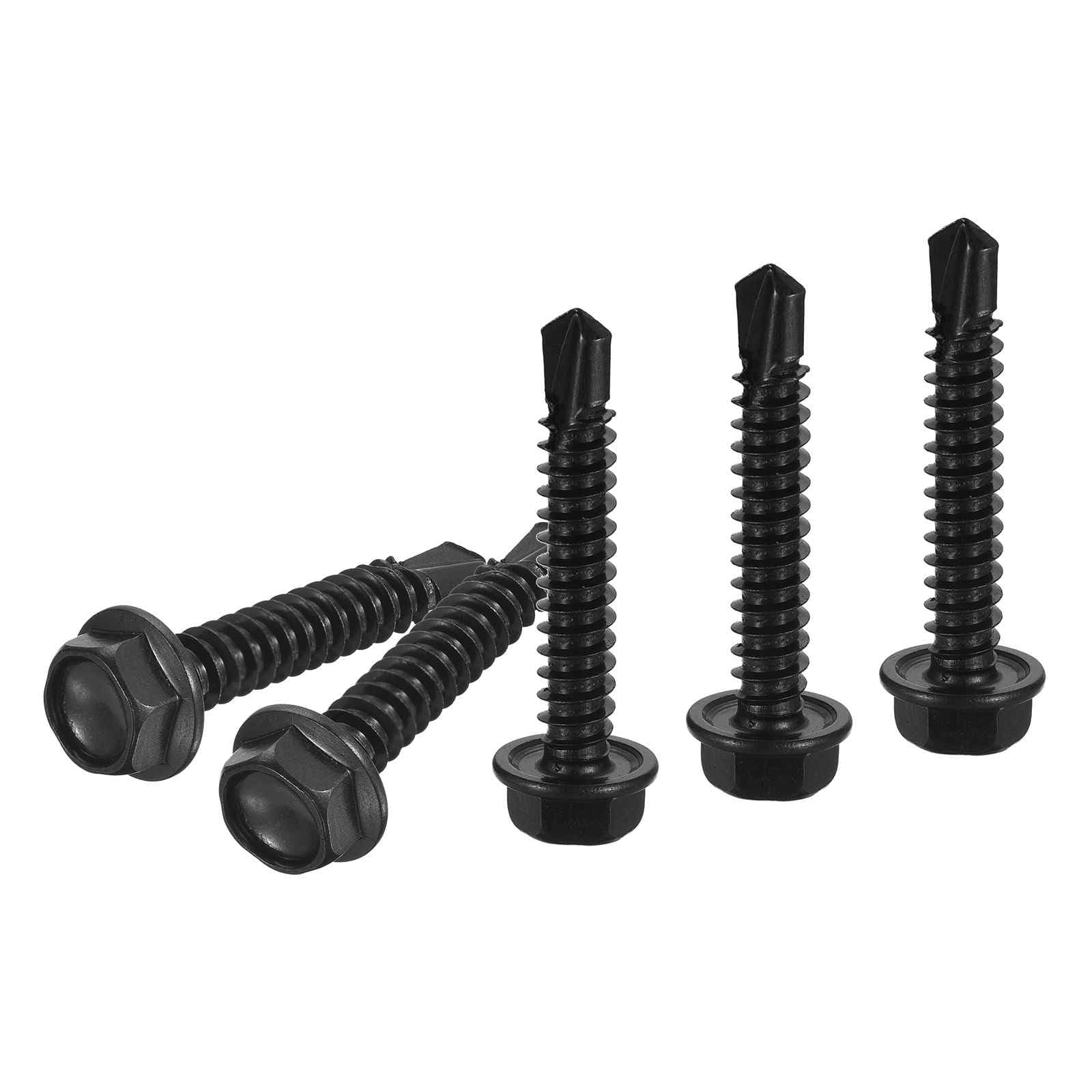 DTGN #14x1-1/2" Hex Washer Head Self Drilling Screws - 25Pack - Good for Machine - 410 Stainless Steel Black Oxide - Self Tapping Sheet Metal Screws