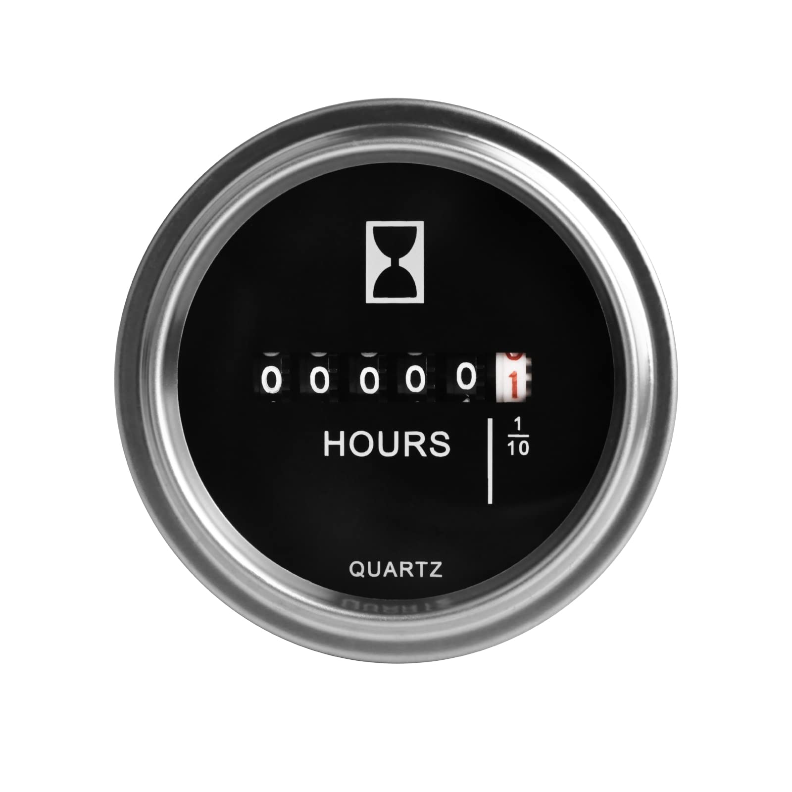 NInE-ROnG DC 6V to 80V Round Quartz Operating Hour Meter, Stainless Steel Ring, Mechanical Operating Hour Counter, Waterproof for Boat Engine, Lawn Mower, Tractor, Caterpillar Dozer, UTV, Golf