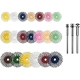 Dedeco Sunburst - All-in-One Assortment - 83 Piece Tool Set - Precision Thermoplastic Rotary Cleaning & Polishing Discs - 4 Each 5/8", 7/8" & 1" in All Grit Textures Plus 0261, 1363 & 5425 Mandrels