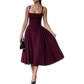 Quzzion Women's Square Neck Maxi Prom Dresses Flowy A Line Sleeveless Sundress Tank Summer Casual Vacation Dress