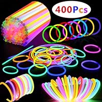 BUDI 400 Pack Glow Sticks Glow in the Dark Party Favors Glow Party Supplies for Kids and Adults
