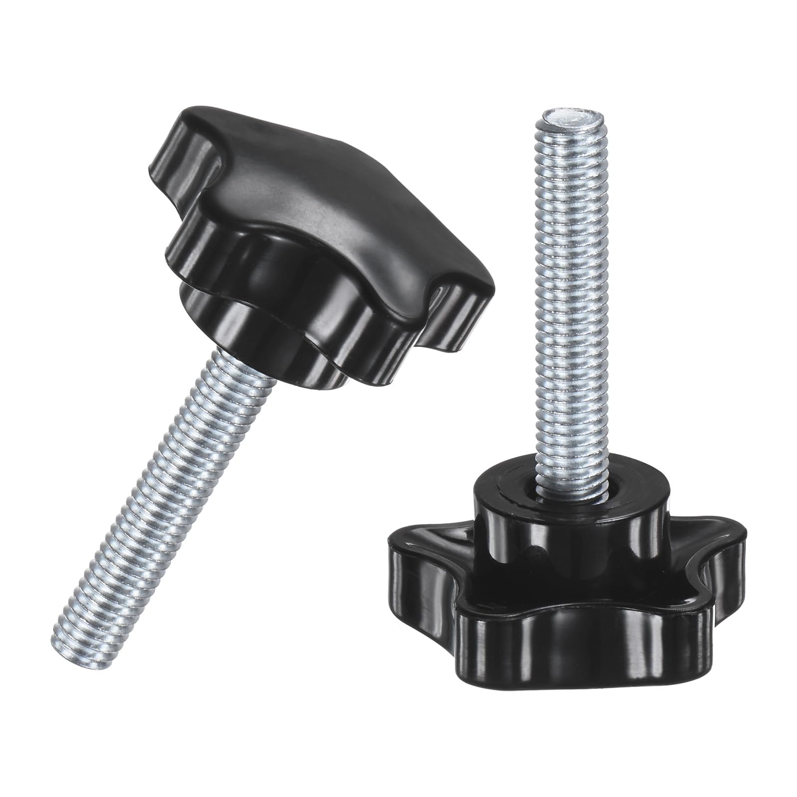M METERXITY 2-Pack Star Clamping Knobs, M8x40mm Male Thread Hand Tightening Screw for Machinery/Electronic/Furniture/Umbrella Base, Machine Handle Replacement [39mm, Black]