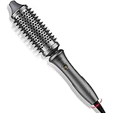 TYMO Thermal Brush Curling Brush - STYLUX 1.7 Inch Blowout Volumizer with Flexi-Fit for Hair Straightening, Heated Round Styler Tool, Hair Straightener and Curler 2 in 1, Dual Voltage, Metallic Gray
