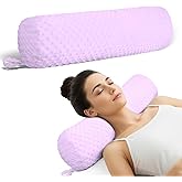 Eoieov Neck Roll Cervical Pillows for Neck 24 inches Memory Foam Light Purple Round Neck Pillow for Dorm Bed Round Cervical Roll Cylinder Bolster Cushion with Removable Cover