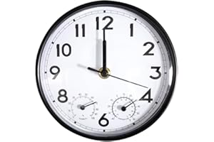 HOBYLUBY 6.3'' Indoor Outdoor Clock Silent Non-Ticking, 3-in-1 Outdoor Wall Clock Dial for Patio, Garden, Home