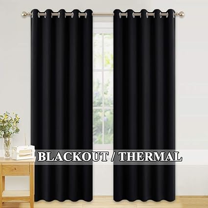Pony Dance Eyelet Blackout Curtains 66 X 90 Inch Black Thermal