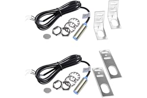 DKARDU 2 pcs Inductive Proximity Sensor DC5-30V NJK-5002C Hall Sensor Hall Effect Switch Proximity Sensor NPN 3-Wires Normally Open with Magnet Proximity Switch Bracket M12