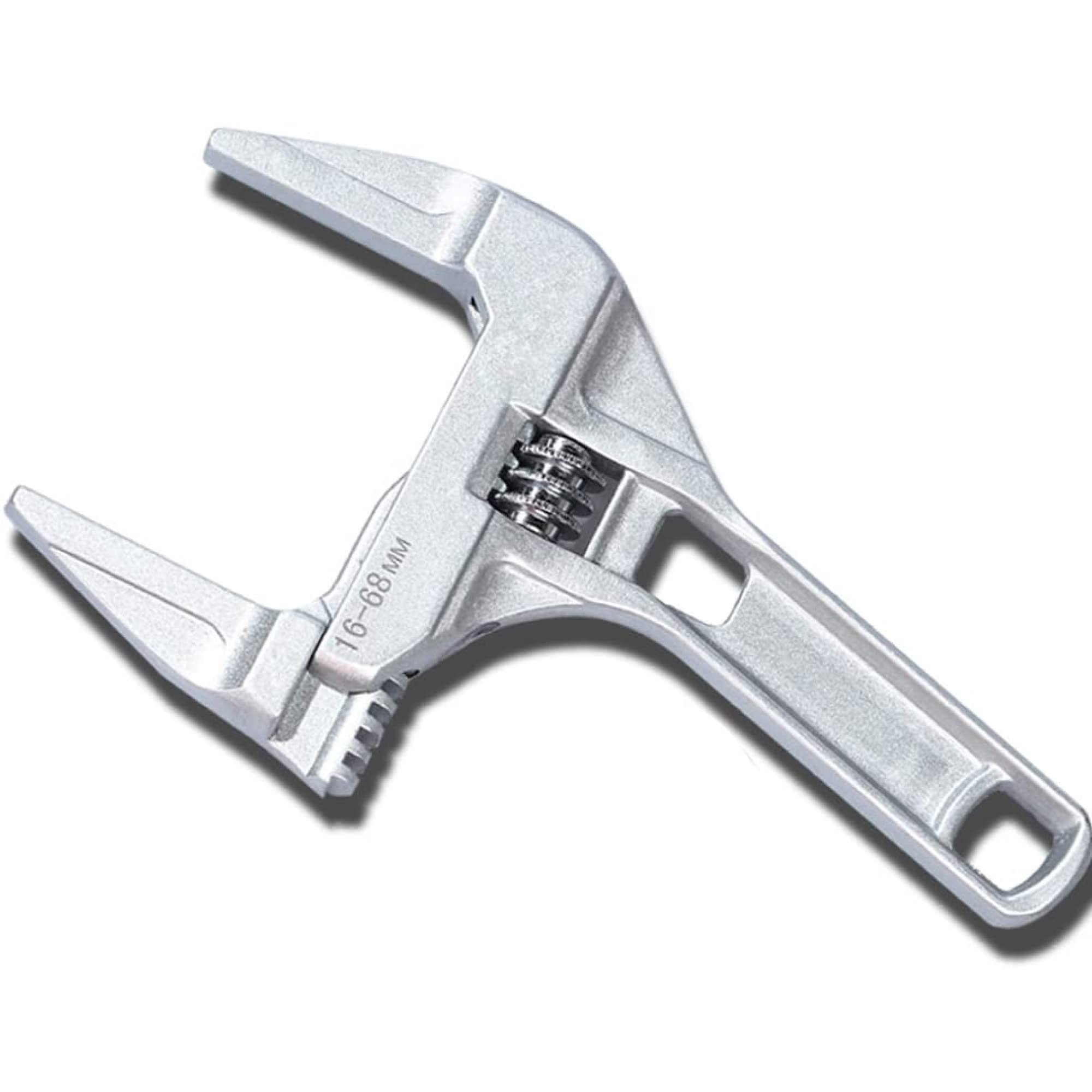Victorian Systems Adjustable Wrench – 6 to 68mm Wide Opening Jaws Spanner with Short Handle Aluminum Alloy Light Weight Plumbers Nut Key Hand Tool for Bathroom, Washbasin etc, Silver