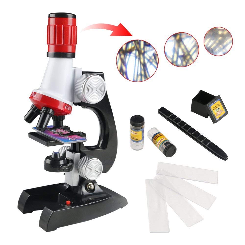 Lukzer Science Kits With Slides Educational Beginner Microscope Kit With Led 100x 400x And 1200x Magnification For Kids Students Amazon In Industrial Scientific