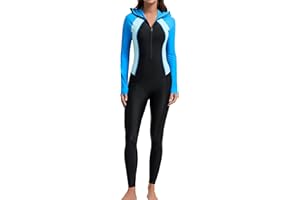 FEOYA Women's UPF 50+ Swimsuit with Swim Hood One Piece Rash Guard Long Sleeve Full Body Surfing Suit for Sunscreen