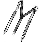 Allegra K Men's Elastic Clip-On Adjustable 1 Inch Wide Y Back Stripes Suspender