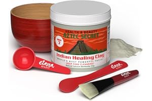 Aztec Secret Essential Indian Clay Mask Kit by Etana – 100% Natural Calcium Bentonite for Deep Pore Cleansing - Facial, Hair & Body Detox Set With Accessories