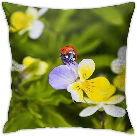 Amazon パンジーのてんとう虫 枕カバー 人気の 抱き枕 カバー おしゃれ クッション カバー 上品 柔らかい 車用 家庭用 ホテル向け 高級感 デコレーション 45x45cm 正方形 枕カバー ピローケース オンライン通販