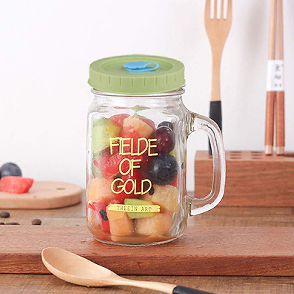 Chictry Set Of 4 Cute Decorative Mason Jar Lids Plastic Storage