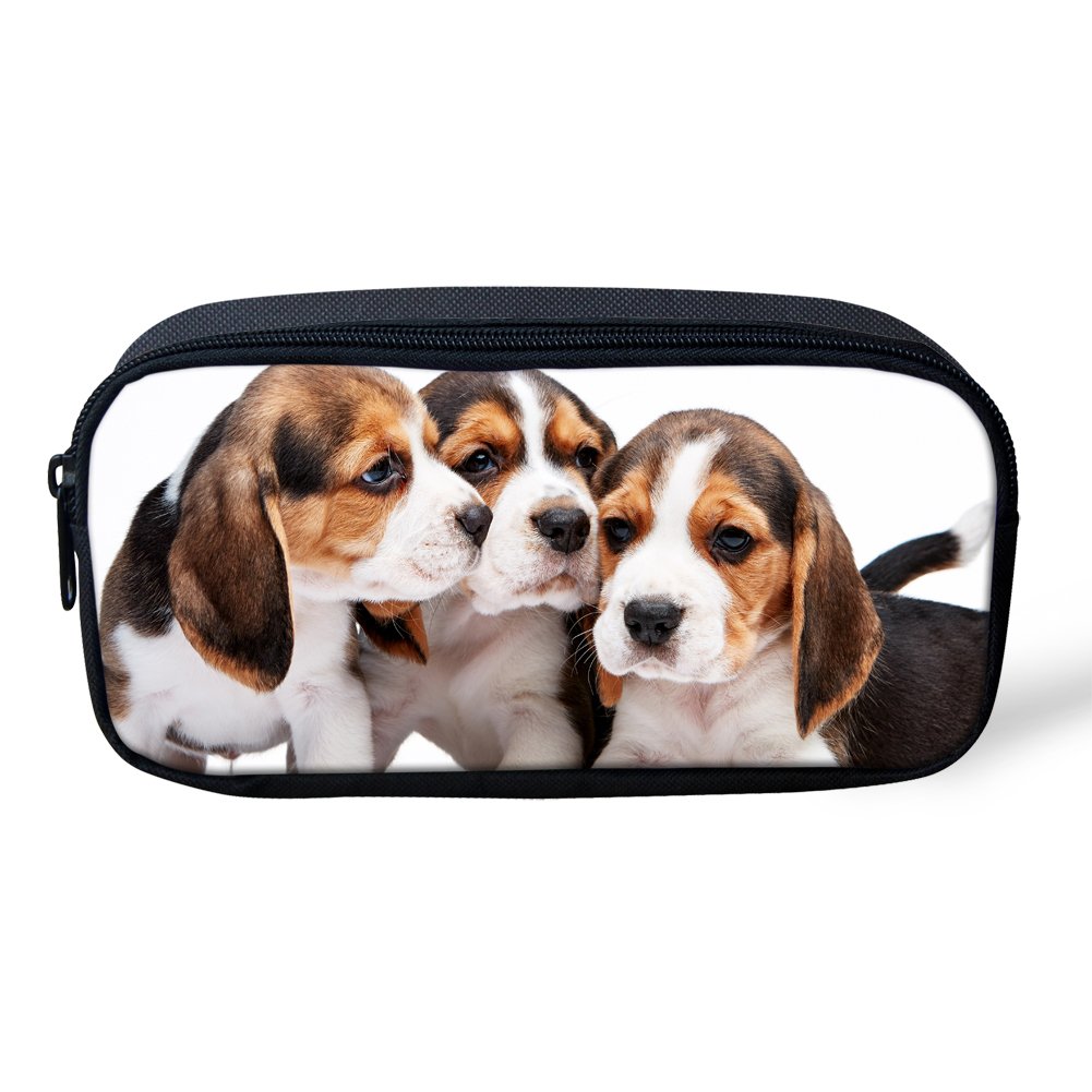 POLERO Pen Bag Smooth Zip Pencil Case Pencil Pouch for Kids Boys Girls Stationery Pouch School Supplies Adults Office Organizer Makeup Bag Dog Pattern Pencil Bag for Gift