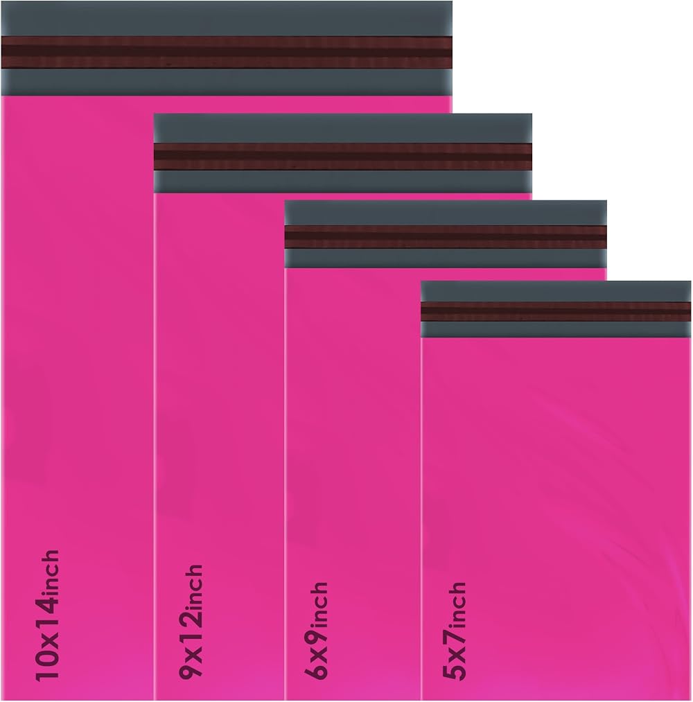 iSOUL 100 Hot Pink Mailing Bags 4 Sizes Poly Postal Self Seal Mailer Parcels 25