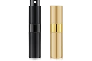 MDDRUIQI 8ML Perfume Travel Refillable Easter Basket Essentials for Women Adults//Men Portable Perfume Atomizer Bottle Spray Bottles (Balck and Gold,2Pack)[Travel Essentials]