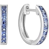 JIWOY Hoop Earrings 925 Sterling Silver Round Huggie Earring Birthstone Jewelry for Women