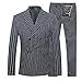 Mens 3 Piece Suits Pinstripe Double Breasted Slim Fit Formal Wedding Suits (Large, Black)