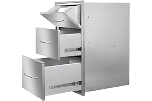 FORJAMINT Outdoor Kitchen Drawers with Paper Towel Holder 17" W x 30"H x 20"D Stainless Steel Paper Towel Drawer Flush Mount Access Drawers for Outdoor Kitchen Island, Patio Grill Station