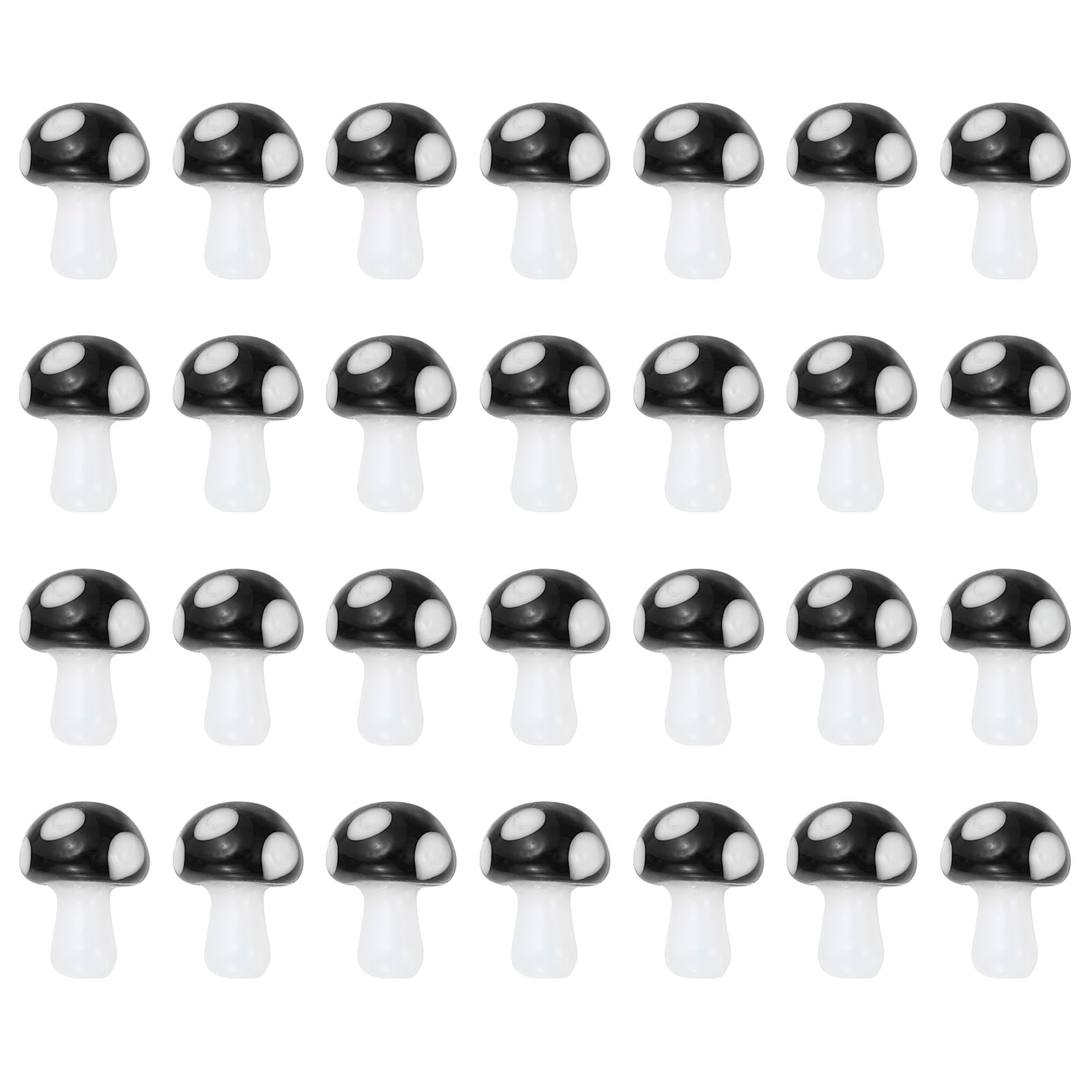 PATIKIL 0.6" x 0.5" Cute Mushroom Beads, 28 Pcs Small Glass Beads Bulk Glass Mushroom for DIY Craft Bracelet Necklace Earring Jewelry Making, Black