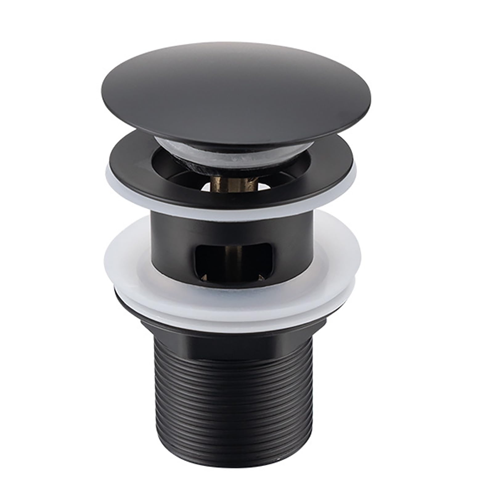 Lxoraziy Pop Up Sink Plug, Slotted Bathroom Waste Plug with Overflow, 1/4" BSP, for All Standard Wash Basins, Sinks, Matte Black