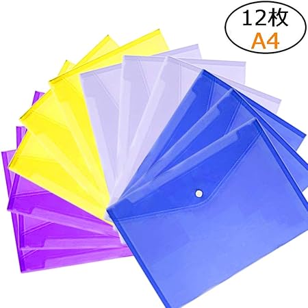 Amazon クリアファイル 12枚クリアケース クリアホルダー ファイル袋 ドキュメントバッグ カラフルなクリヤーホルダー ケース ファイル キャリングケース 文房具 オフィス用品