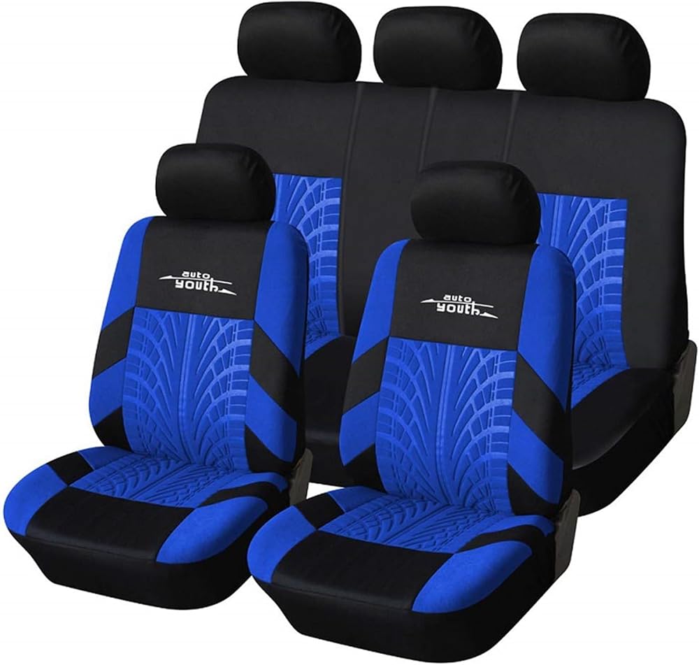 AUTOYOUTH Car Seat Covers Universal Full Set 9PCS Blue