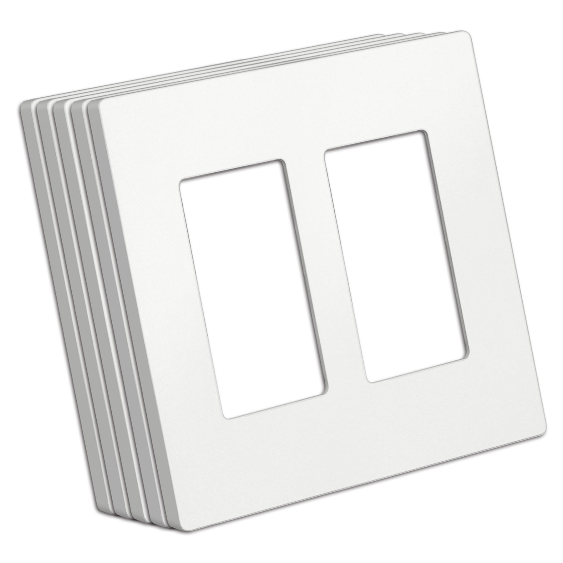 Photo 1 of BESTTEN (5 Pack) USWP4 Matte White Series Screwless Wall Plate, 2-Gang Decor Outlet Cover, H4.69” x W4.73”, for Light Switch, Dimmer, USB, GFCI, Receptacle