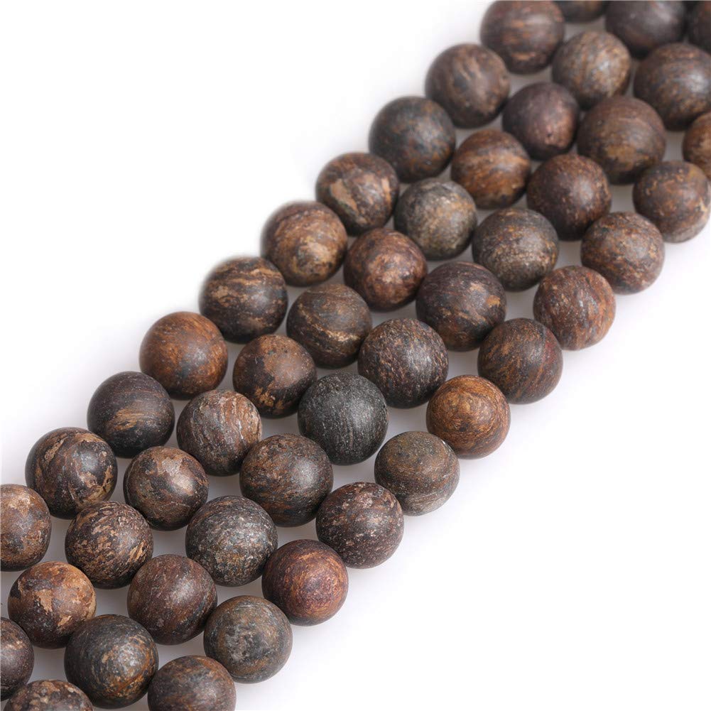 SHGbeads 8mm Frost Matte Gold Brown Bronzite Jasper Semi Precious Gemstone Round Loose Beads for Jewellery Making DIY Handmade Craft Supplies 15"
