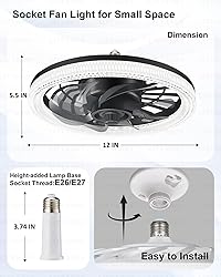Ceiling Fans with Lights, Socket Fan Light with