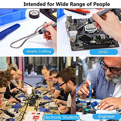 GLE2016 Electric Soldering Iron Kit 60W Adjustable Temperature Welding Soldering Iron with 5pcs Different Tips, 1 Solder Wire 1.0mm Dia. (Soldering Irons) (Upgrade Black) - Thumbnail 5