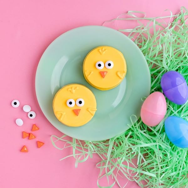SWEETS INDEED EASTER SILICONE OREO MOLD WITH CANDY SPRINKLES AND SHAPES BUNNY TAILS EYES BEAKS DECORATES 12 COOKIES PERFECT FOR BAKING AND COOKIE DECOARTING 1.03 OUNCES (EASTER)