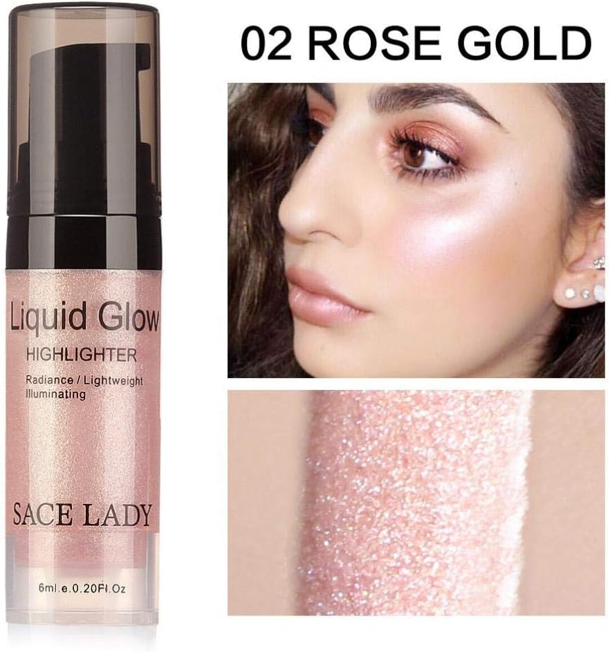Pressed Highlighter Liquid Shimmer Smooth Long-lasting Glow Lip Chest Foundation Makeup Cream High Light Facial Bronzer Concealer Cosmetic Highlighter Liquid (B)