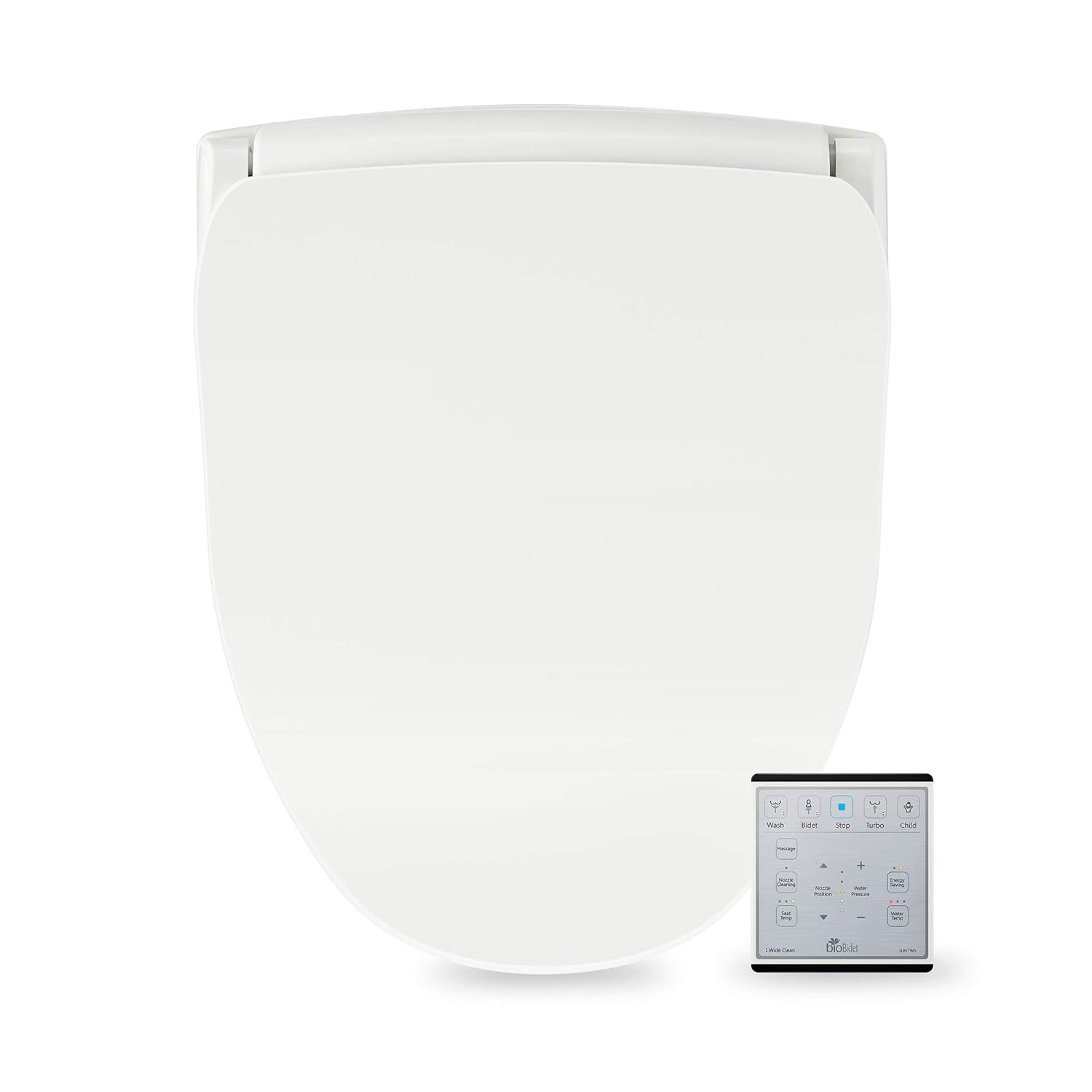 Bio Bidet Slim Two Smart Toilet Seat in Round White with Stainless Steel Self-Cleaning Nozzle, Nightlight, Turbo Wash, Oscillating and and Fusion Warm Water Technology with Wireless Remote,